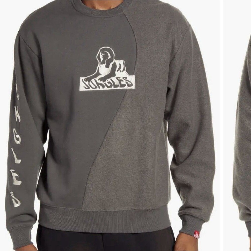 Jungles Ying Yang Crewneck Sweatshirt Logo Men’s XL Gray Streetwear Pullover